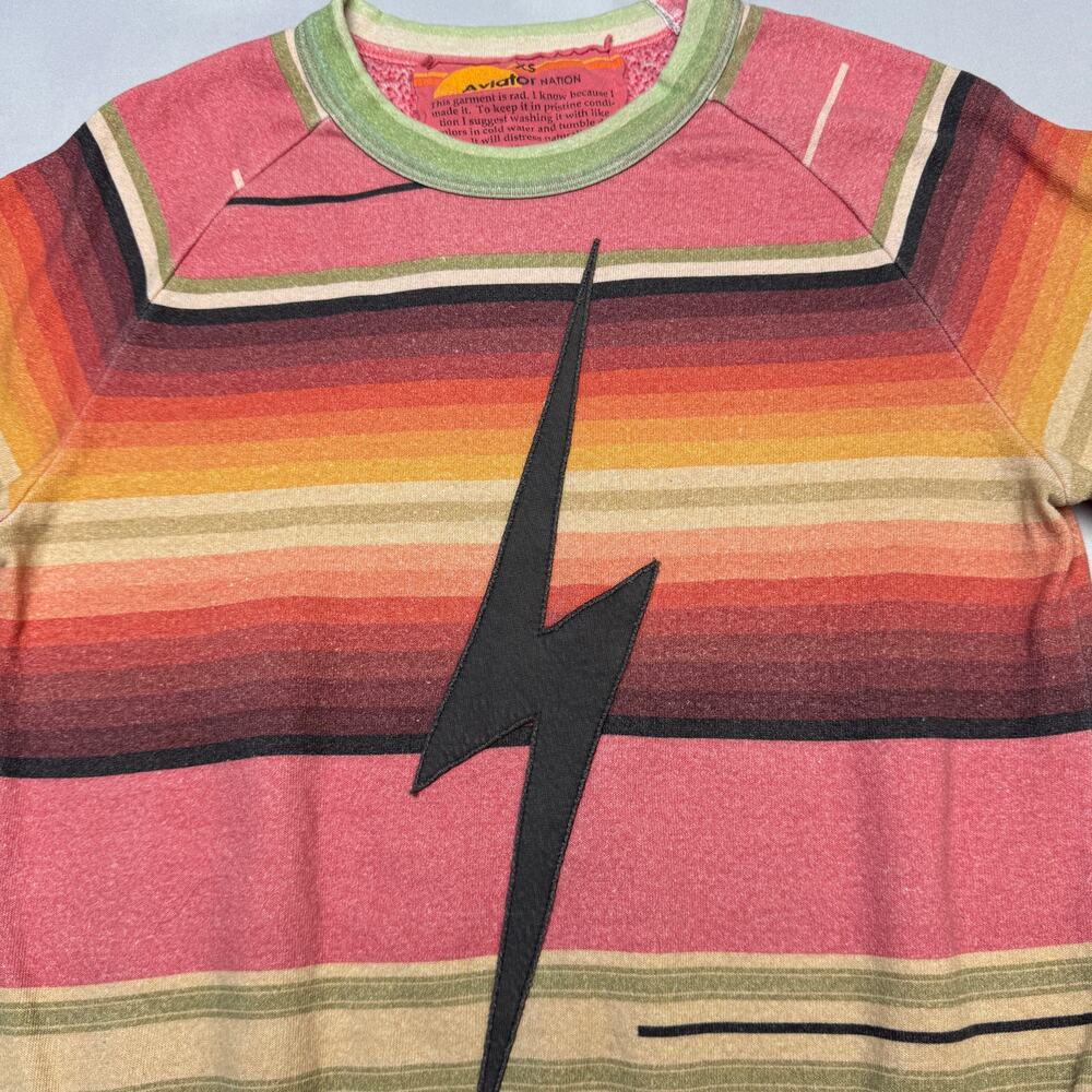 Aviator Nation Serape Bolt Stitch Crew Sweatshirt Women's XS Retro Rare - Picture 2 of 10